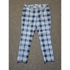 Michael Kors Plaid Pants Black & White Mid Rise Cotton Blend Women's Size 10